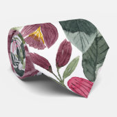 ムーヴピンクの森の緑の水色の花葉の花 ネクタイ (ロール)