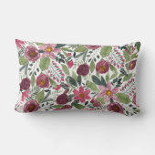 ムーヴピンクの森の緑の水色の花葉の花 ランバークッション (裏面)