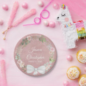 ムーヴピンクウォーターカラーフローラリース結婚ズ ペーパープレート (パーティー)