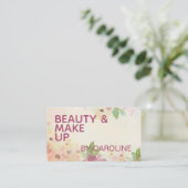 ムーヴピンクタウペフローラ緑葉水彩 名刺 (スタンド正面)