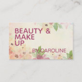 ムーヴピンクタウペフローラ緑葉水彩 名刺 (正面)