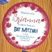 ムーヴピンクネイビーブルーバルミツワー招待状 招待状