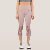 ムーヴピンクフェイクグリッターヨガパンツ カプリレギンス (正面)