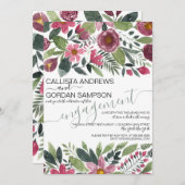 ムーヴピンクフォレストウォーターカラーフローラ婚約 招待状 (正面/裏面)