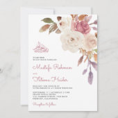 ムーヴピンクフローラブーケイスラム結婚教徒 招待状 (正面)