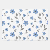 ムーヴピンクブルー5花びら水色の花 ラッピングペーパーシート (正面3)