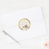 ムーヴピンクホワイトウォーター花模様ルクース金ゴールドエッジ ラウンドシール (封筒)