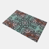 ムーヴピンクレッドティール(緑がかった色)グリーンお尻オリエントバリアート ドアマット (アングル)