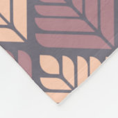 ムーヴピンク葉花弁幾何学植物模様 フリースブランケット (角)