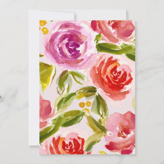 ムーヴピーチレッドフローラウォーター結婚カラー 招待状 (裏面)