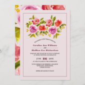ムーヴピーチレッドフローラウォーター結婚カラー 招待状 (正面/裏面)