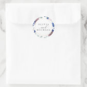 ムーヴブルーとネイビー結婚ブルーのフローラシール ラウンドシール (バッグ)