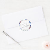 ムーヴブルーとネイビー結婚ブルーのフローラシール ラウンドシール (封筒)