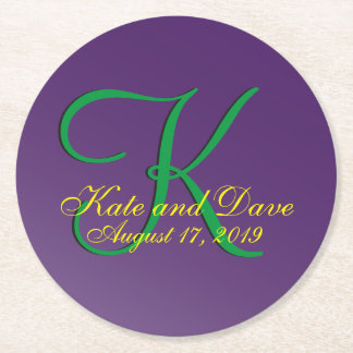 ムーヴモノグラムパープルファブラウンド紙コースター ラウンドペーパーコースター