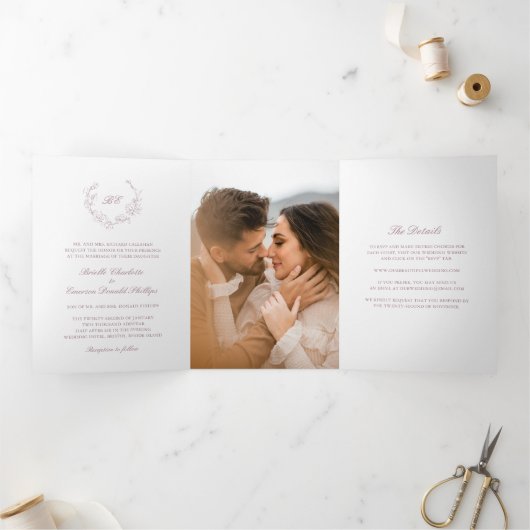 ムーヴリースモノグラムエレガントウェディング 三つ折り招待状 (内部)