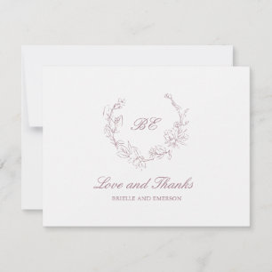 ムーヴリースモノグラムフォトエレガントな結婚式 サンキューカード