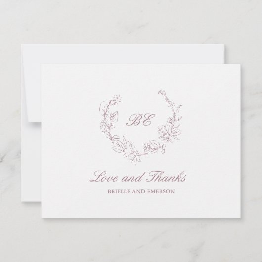 ムーヴリースモノグラムフォトエレガントな結婚式 サンキューカード (正面)