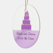 ムーヴーとパープル結婚のケーキデザイン セラミックオーナメント (左)