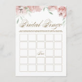 ムーヴ赤面ピンクの花ブライダルシャワービンゴカード エンクロージャーカード (正面)