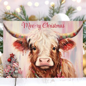 ムーーリー・クリスマス 水彩ハイランド・カウ シーズンカード