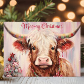 ムーーリー・クリスマス 水彩ハイランド・カウ シーズンカード