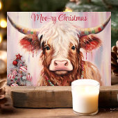ムーーリー・クリスマス 水彩ハイランド・カウ シーズンカード