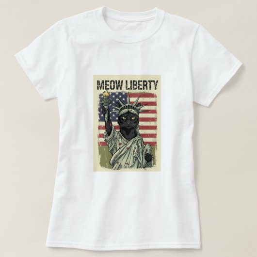 ムー・リバティグランジ- Libertyのスタイル猫の像 Tシャツ (デザイン正面)