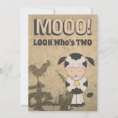 ムー!ルックスフツフツウツウフウファームヴィンテージ誕生日 招待状 (正面)