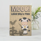 ムー!ルックスフツフツウツウフウファームヴィンテージ誕生日 招待状 (スタンド正面)