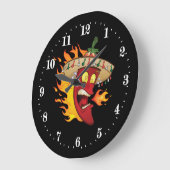 メおもしろいキシコ唐辛子 ラージ壁時計 (傾斜)