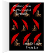 メおもしろいールカート傘下に座る，誕生日カード (内側 (右))