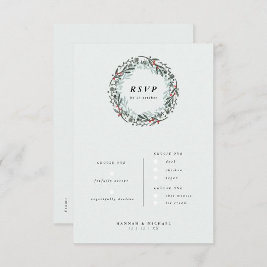 メかわいらしニュー選択のRSVPカード エンクロージャーカード (正面/裏面)