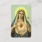 メアリの汚れのないハートとリリー祈りの言葉カード 名刺 (正面)