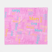 メアリパーソナライズされたー短名ライトピンク毛布 フリースブランケット (正面(横))