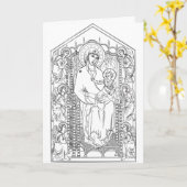 メアリーとイエスのグリーティングカードに色を付ける カード (黄色い花)