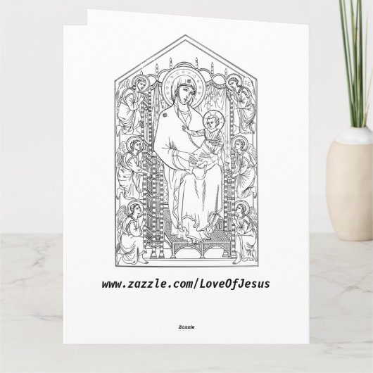 メアリーとイエスのグリーティングカードに色を付ける カード (裏面)