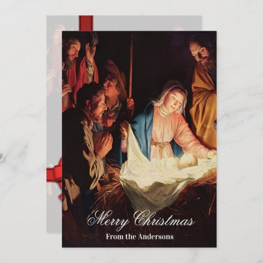 メアリーとジョセフのメリークリスマスとのイエスの子供 シーズンカード (正面/裏面)