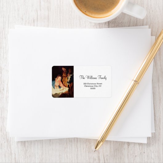 メアリーとジョセフ・メリークリスマスとの子供としてのイエス ラベル (インサイチュ)