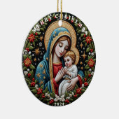 メアリーとベビーイエズスのクリスマスの飾り セラミックオーナメント (右)