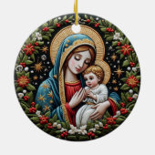 メアリーとベビーイエズスのクリスマスの飾り セラミックオーナメント (裏面)