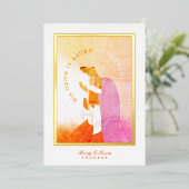 メアリーとベビーイエズスのクリスマス 箔シーズンカード (立ち正面)