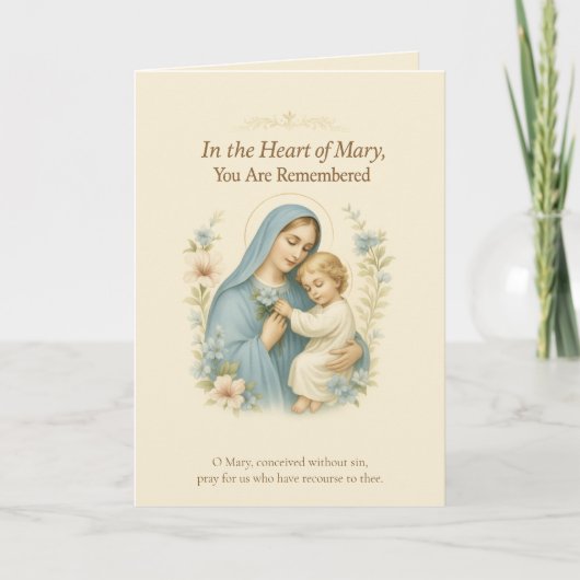 メアリーとベビーイエズブルーと赤面の花 サンキューカード (正面)