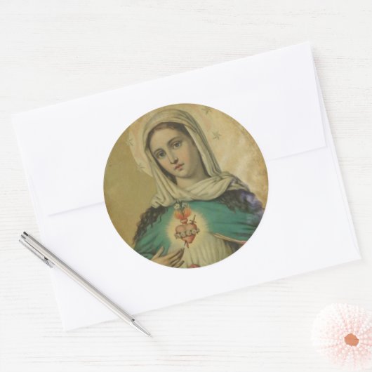 メアリーの悲しみの母の汚れなきハート ラウンドシール (封筒)