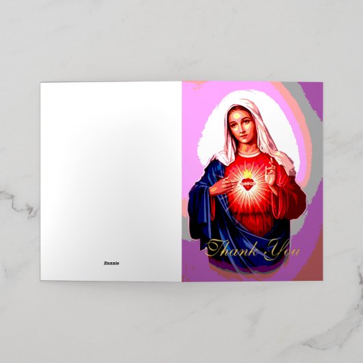 メアリーの汚れなきハートありがとう 箔グリーティングカード (外側レイダウン)