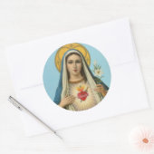 メアリーの汚れなきハート-バラ、ユリ、剣 ラウンドシール (封筒)