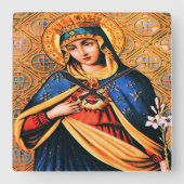 メアリーの無垢なハート スクエア壁時計 (正面)