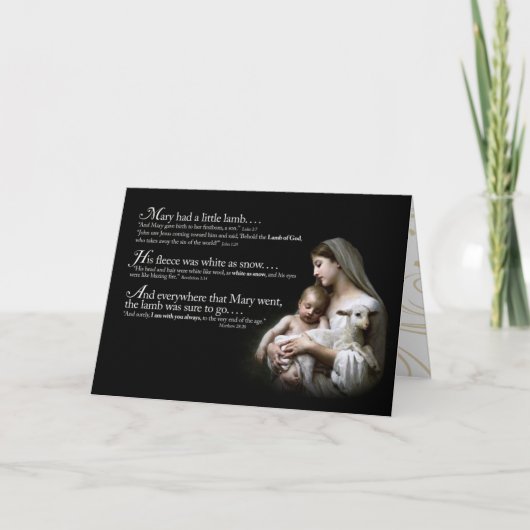 メアリーは子羊のクリスマスカードを持っていた シーズンカード (正面)