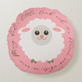 メアリーは子羊の丸い枕を持っていた ラウンドクッション