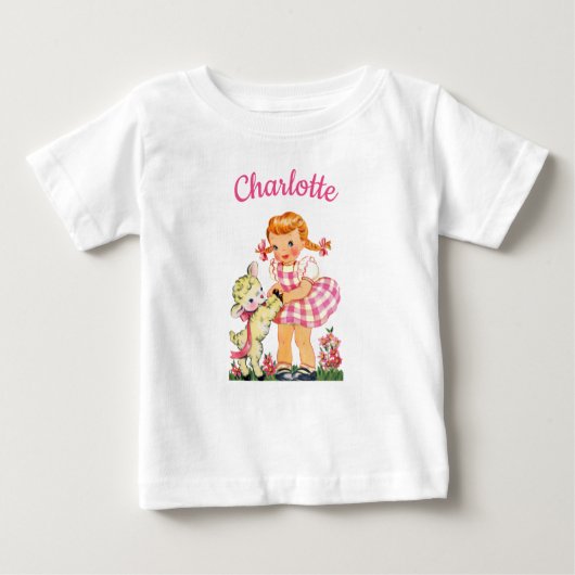 メアリーは小さな子羊の名前の女パーソナライズされたの子を持っていた ベビーTシャツ (正面)