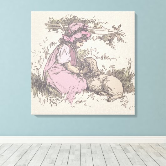 メアリーは小さな子羊の子供部屋韻を持っていた キャンバスプリント (インサイチュ (ウッドフロア))